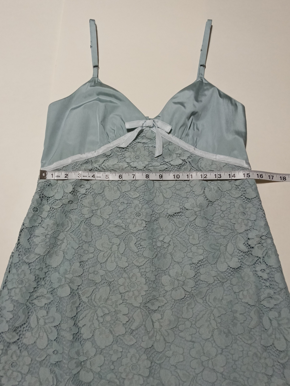 Coach Lace Slip Cami Mini Dress Accent Bow in Dusty Blue Size 2 - Picture 6 of 14